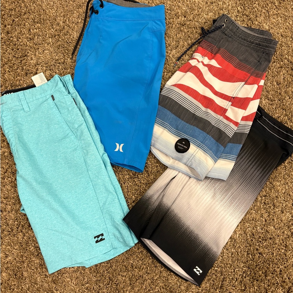 Set of four men’s 28 Board Shorts/swim trunks - Picture 1 of 12